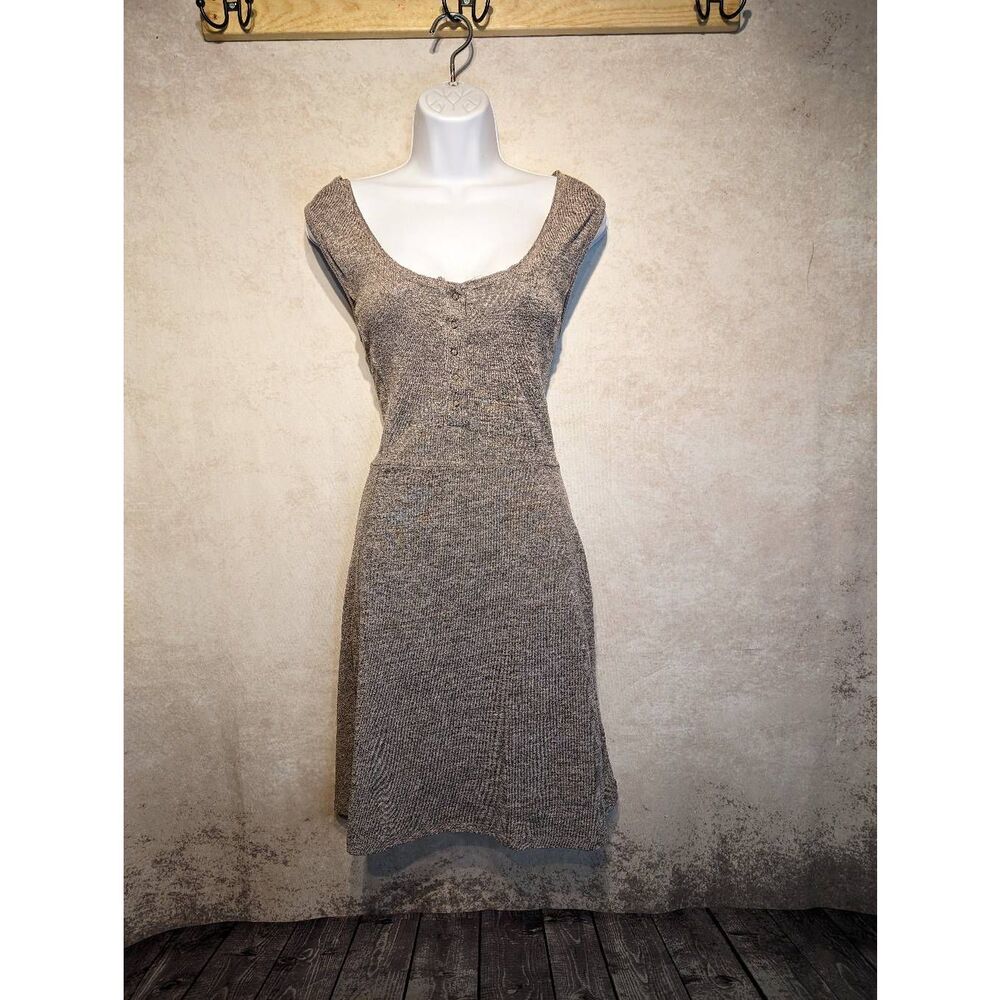 Blue Rain Taupe Knit Scoop-Neck Midi Dress